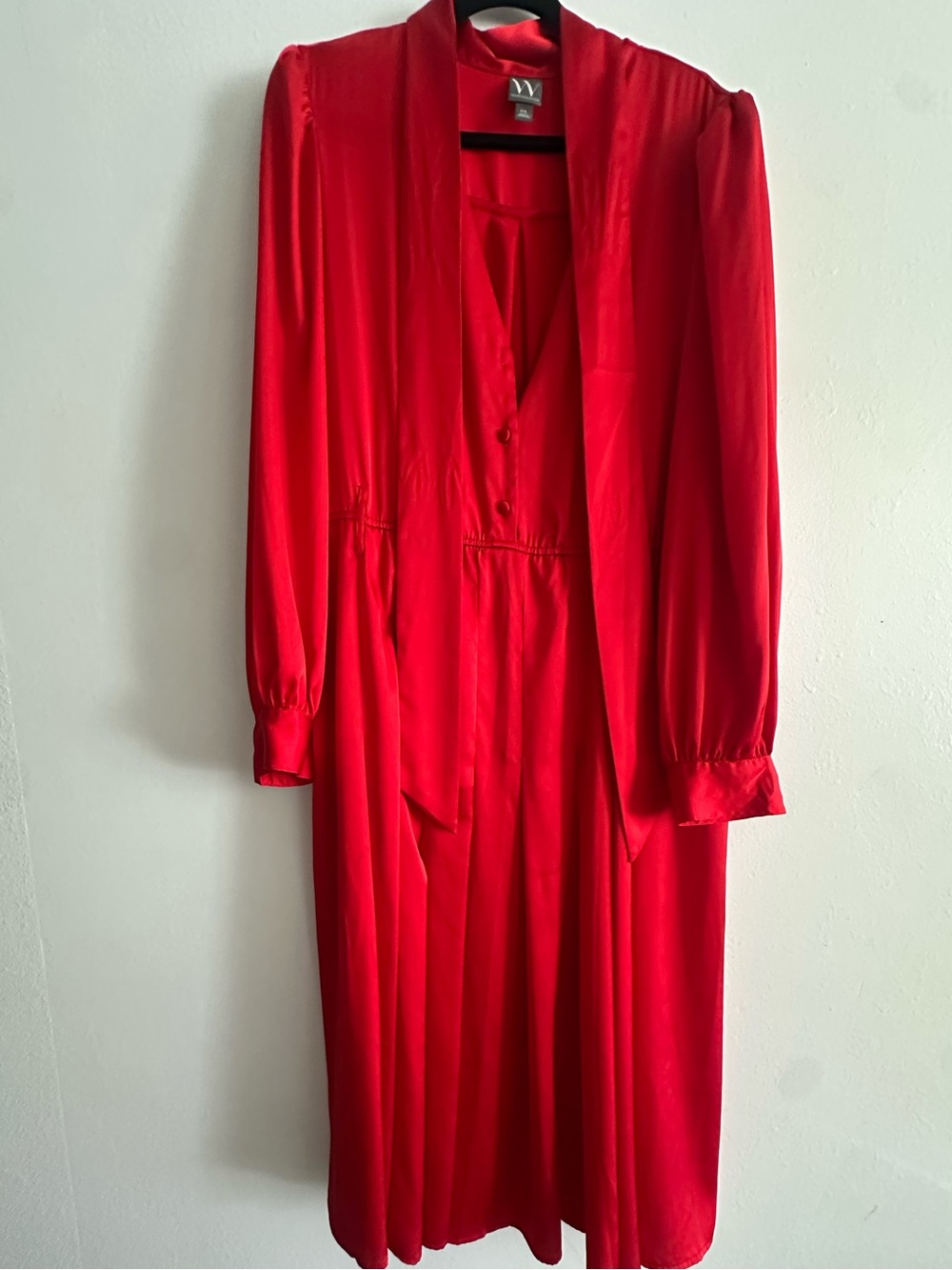 Worthington Red Long Sleeve V-Neck Dress
